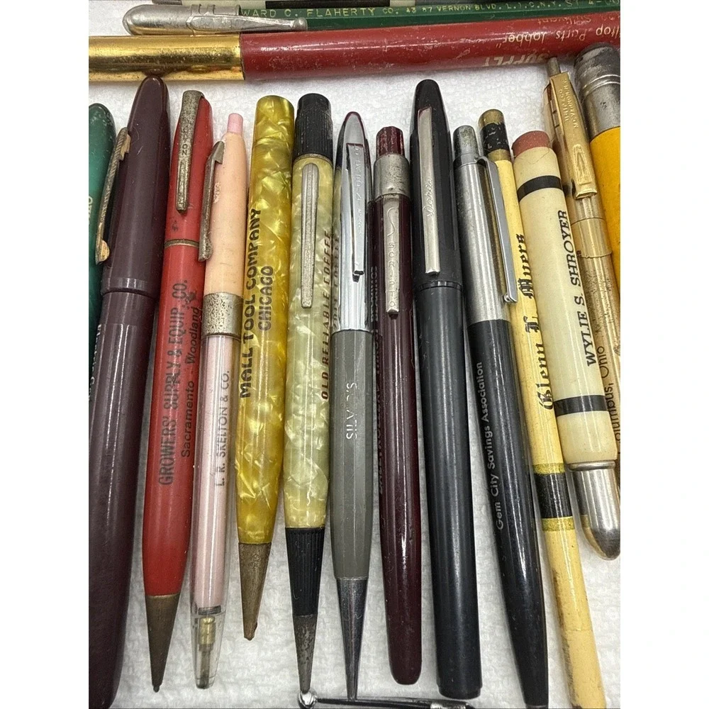 Lot of 60 Vintage Advertising Pens Pencils (untested)